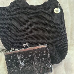 The Sak Black Crochet Shoulder Bag